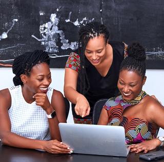 black women working on laptop image